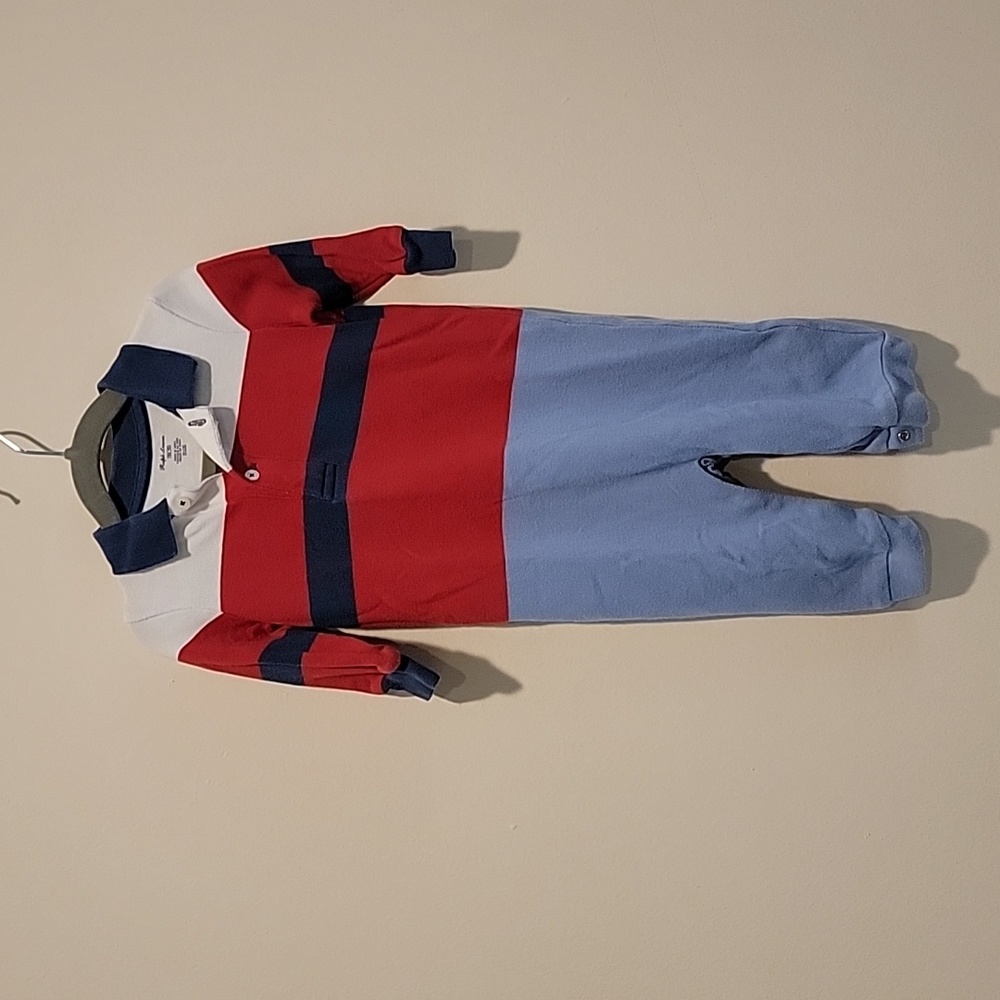 Polo Ralph Lauren white red and blue stripe hoodie 9 months 9 mos baby boy